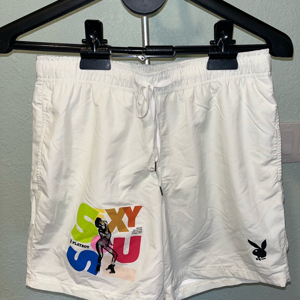 PLAYBOY White and Multicolor Logo Shorts